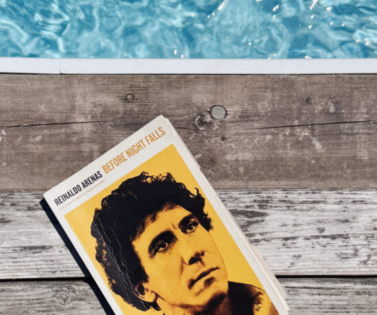 Reinaldo Arenas' book Before Night Falls on a pool deck.